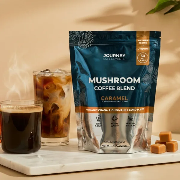 Mushroom Coffee + Caramel supplement pouch